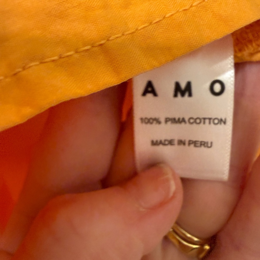 AMO Denim Ruth Sleeveless Button Up Peruvian Cotton Shirt Apricot Size Small - Picture 9 of 9